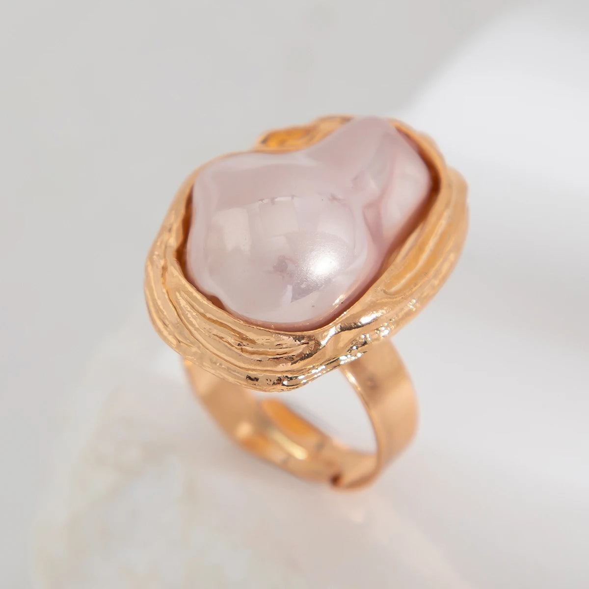 Imitation Pearl Adjustable Rings