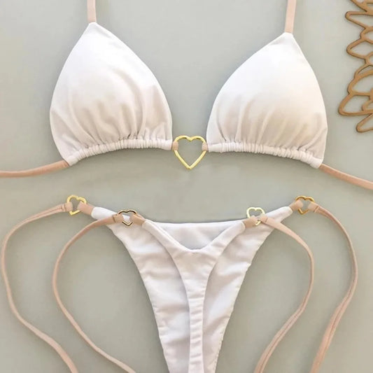 New Solid Color White Bikini