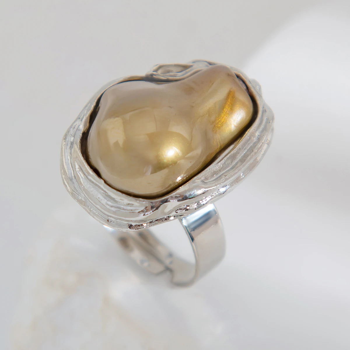 Imitation Pearl Adjustable Rings