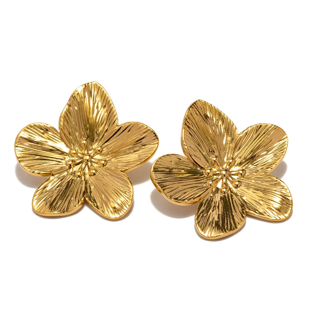 Texture Metal Flower Earring