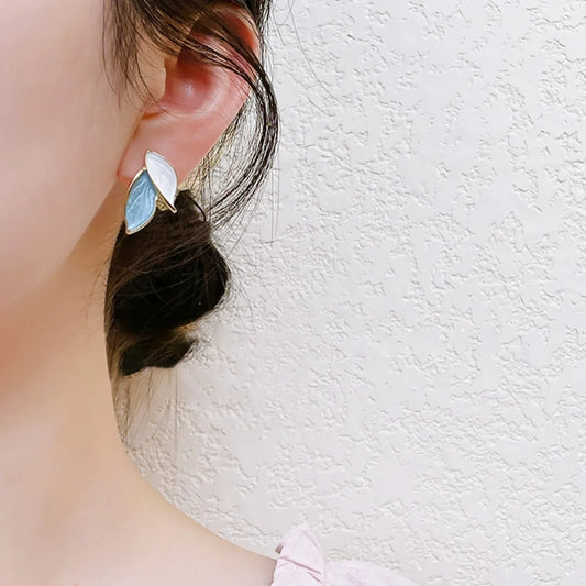 White Leaf Earrings