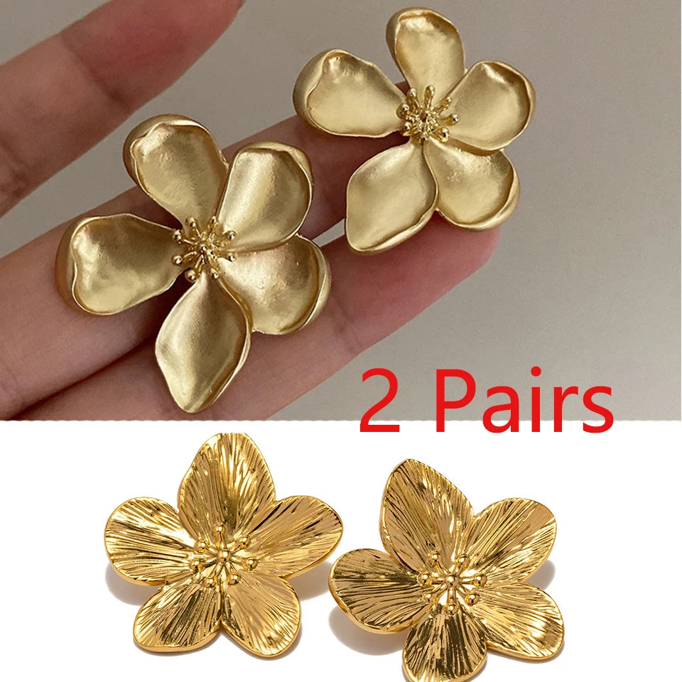 Texture Metal Flower Earring