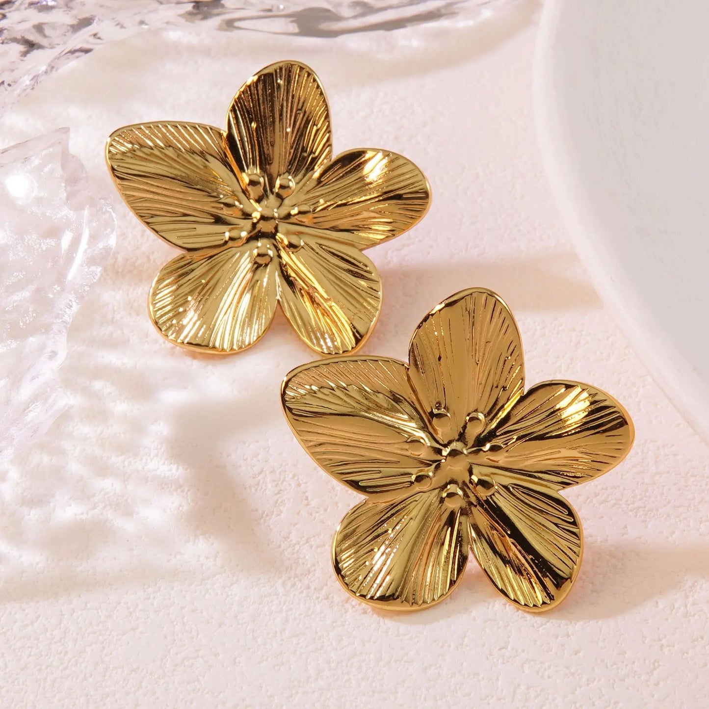 Texture Metal Flower Earring