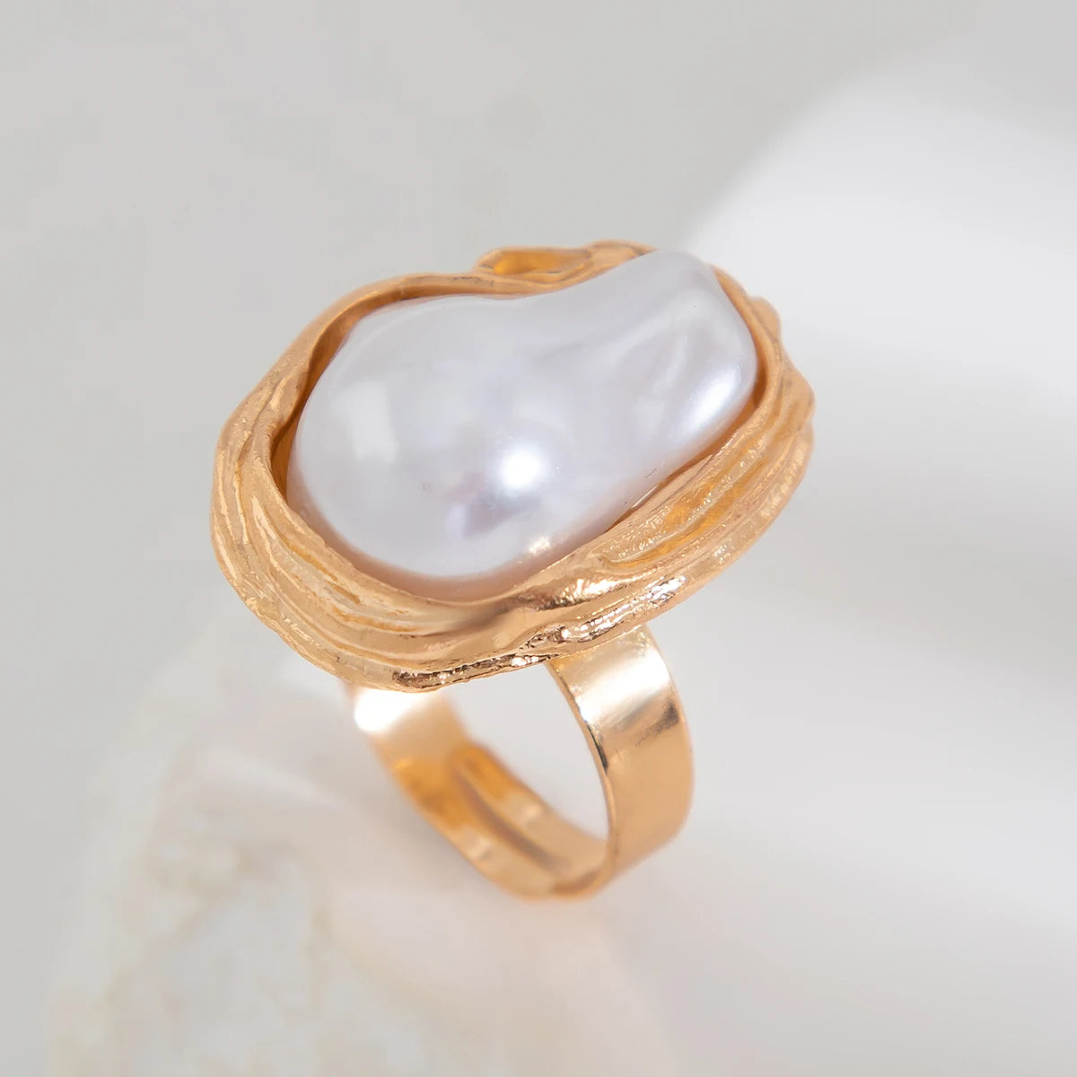 Imitation Pearl Adjustable Rings